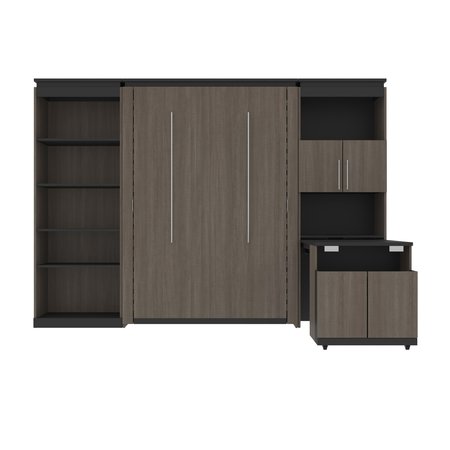 Bestar Orion 118W Full Murphy Bed with Shelving and Fold-Out Desk (119W), Bark Gray & Graphite 116866-000047